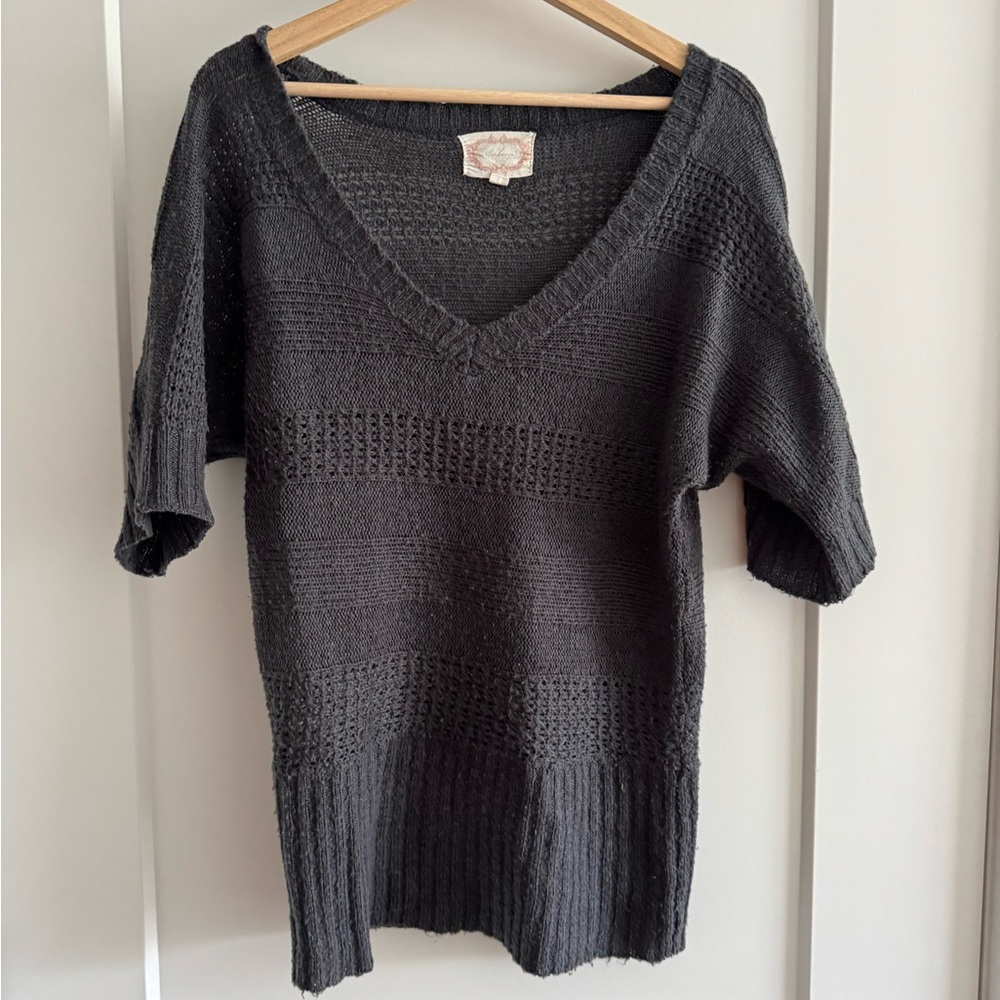 Dark Grey V-Neck Knit Sweater